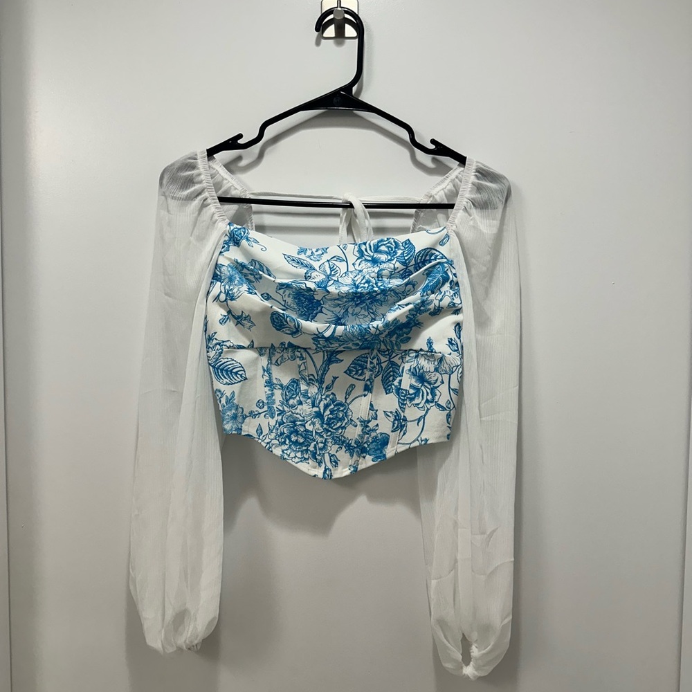SHEIN Blue Floral Print Top